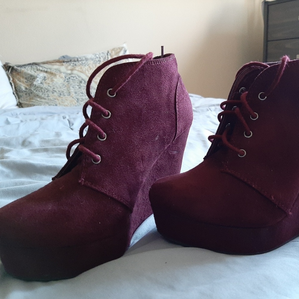 Maroon Bootie Heels